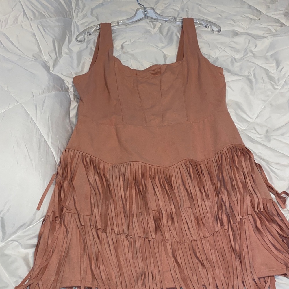 Fringed suede pink Dress